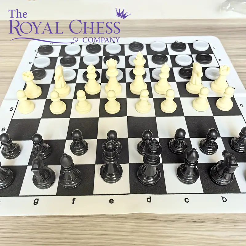 Portable Travel Chess Set with Faux Leather Mat – Family Edition