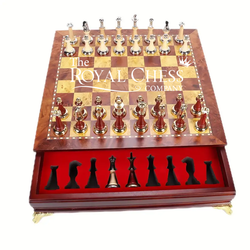 15-Inch Deluxe Wooden Chess Set – Storage Drawer, Extra Queens, Gift