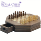 Deluxe Octagonal Wooden Chess Set with Drawer & Non-Slip Pieces