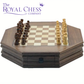 Deluxe Octagonal Wooden Chess Set with Drawer & Non-Slip Pieces