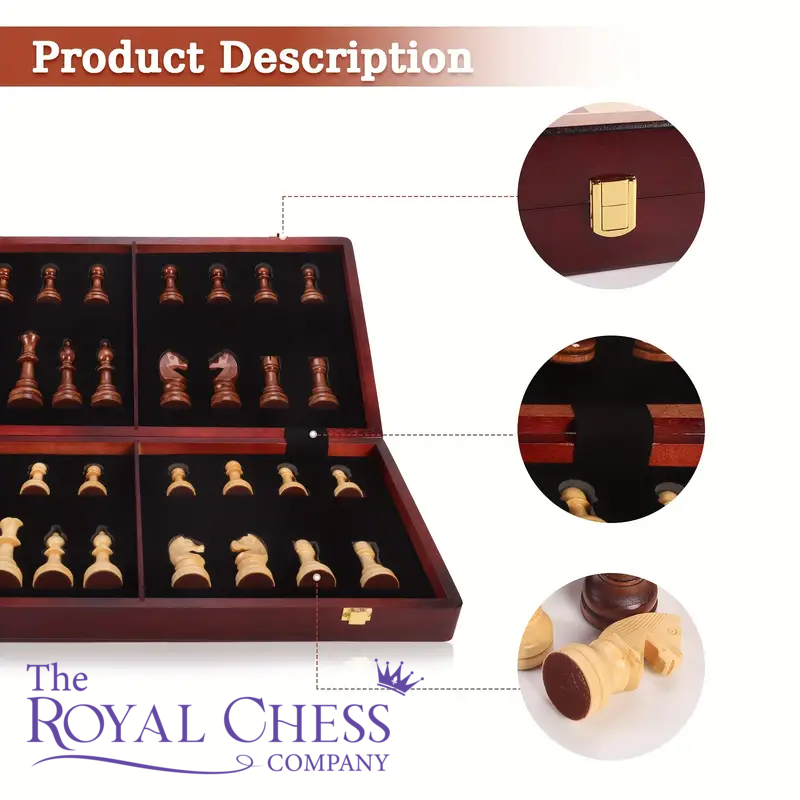 Premium 20" Solid Walnut Chess Set with 4.25" King & 2 Bonus Queens