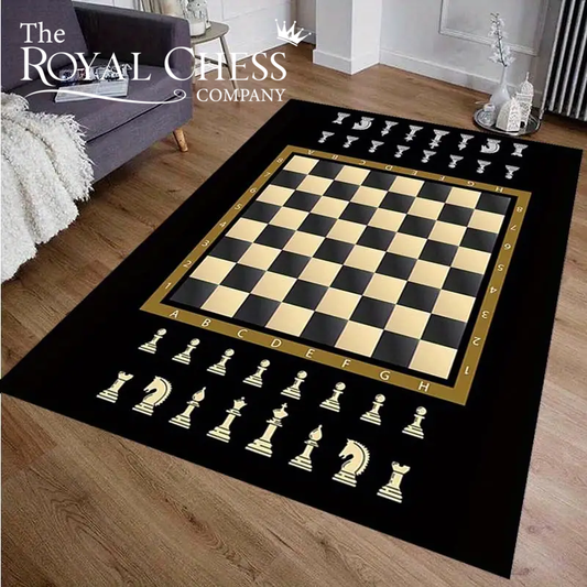 Polyester Chess Board Area Rug - Large, Washable, Non-Slip