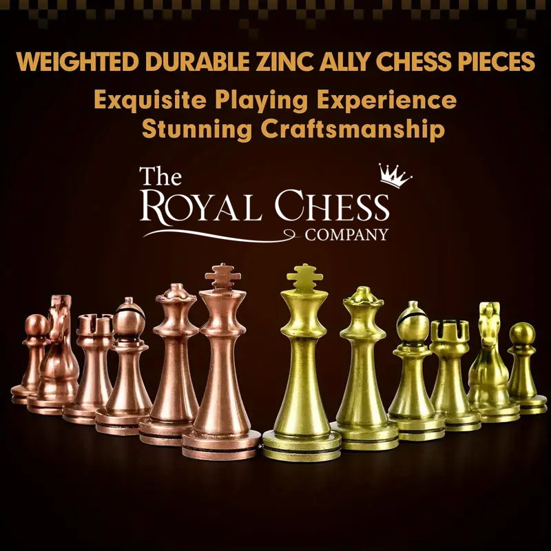 Premium Weighted Metal Chess Pieces Set with 2.6" King & Extra Queens