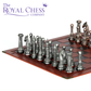 Metal Character Chess Set with Faux Leather Board – Bronze & Silver