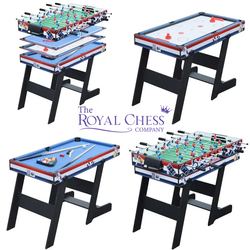 4-in-1 48" Wooden Game Table Set – Ping Pong, Foosball, Air Hockey, Pool