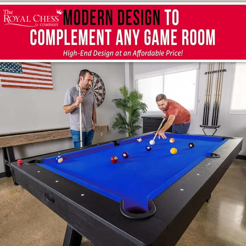 Modern Wood Finish Pool Table – Complete Billiards Set