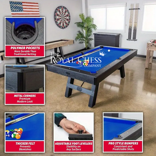 Modern Wood Finish Pool Table – Complete Billiards Set