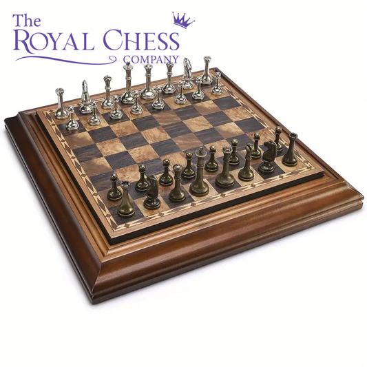 14" Wooden Chess Set with Metal Chess Pieces and Storage - 2.5" King