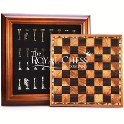 14" Wooden Chess Set with Metal Chess Pieces and Storage - 2.5" King