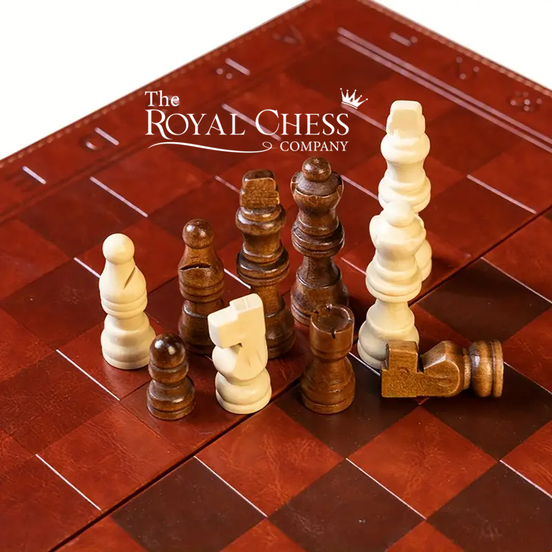 29cm Premium Wooden Leather Foldable Chess Board