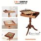 18" Deluxe 3-in-1 Chess, Checkers & Backgammon Wooden Table Set