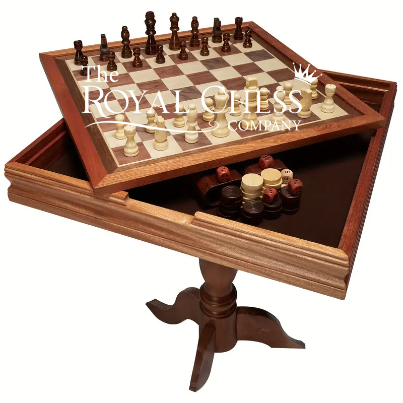 18" Deluxe 3-in-1 Chess, Checkers & Backgammon Wooden Table Set